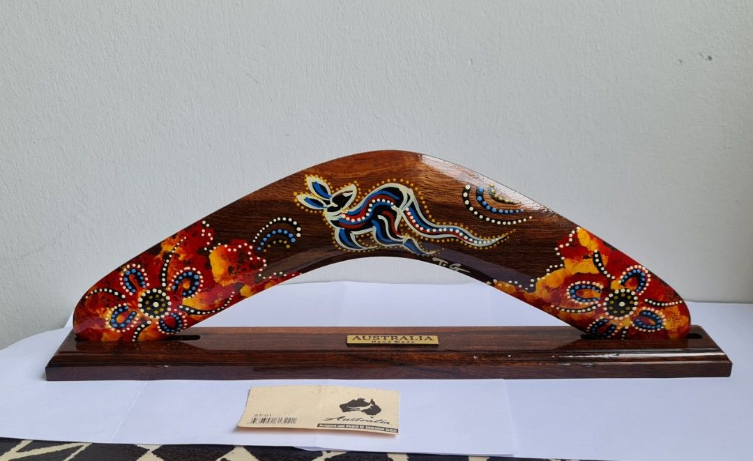 Boomerang Handmade in Australia, glossy finish, comes with a solid