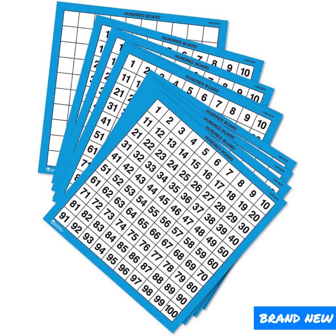 BRAND NEW Learning Resources Set of 10 Double Sided Laminated Hundred Boards, Hobbies & Toys