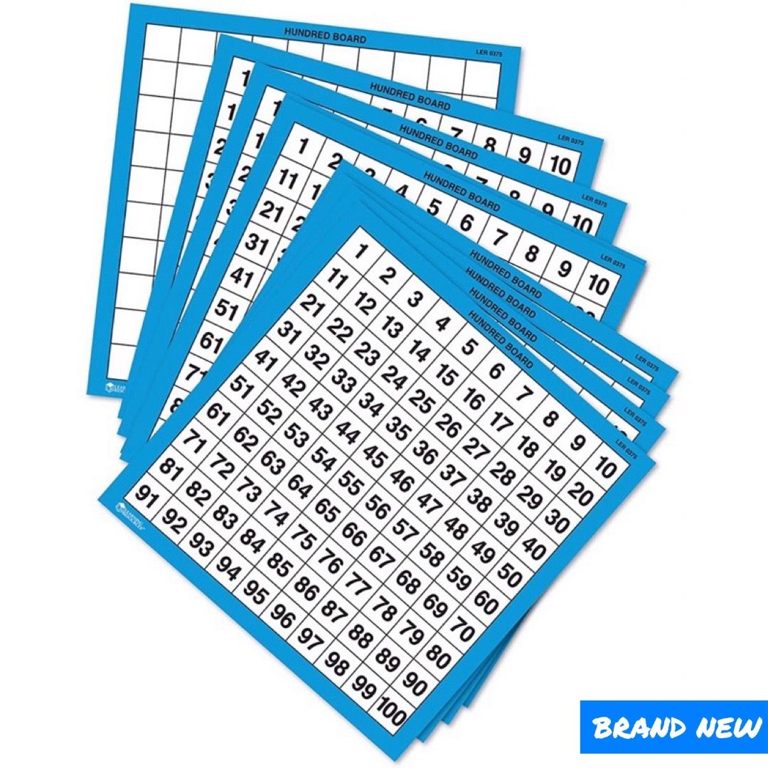 BRAND NEW Learning Resources Set of 10 Double Sided Laminated Hundred Boards, Hobbies & Toys