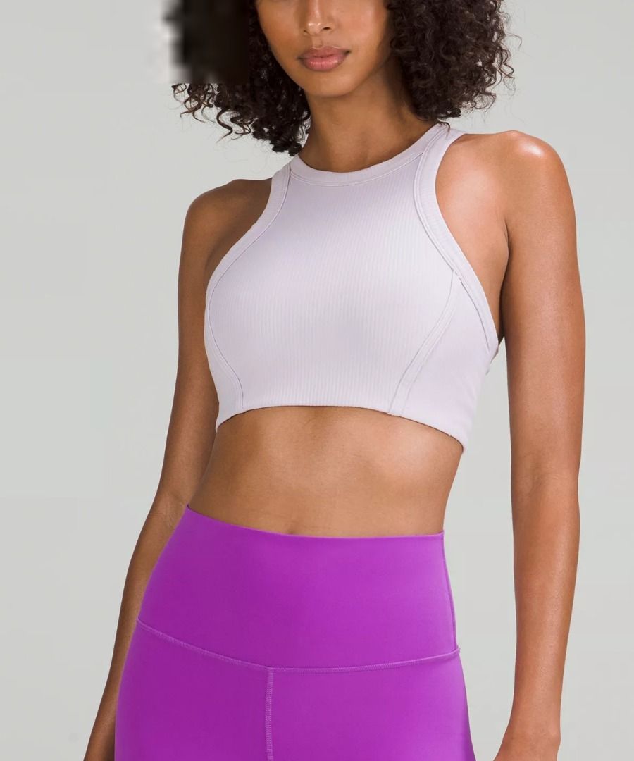 BRAND NEW (READ DESCRIPTION): Ribbed Nulu High-Neck Yoga Bra Light Support,  B/C Cup Faint Lavender (Other colours available), Women's Fashion,  Activewear on Carousell