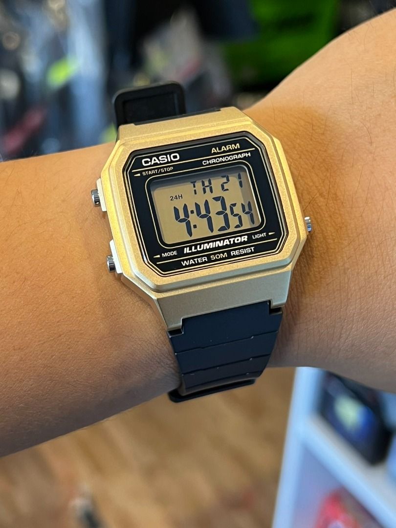 thumbnail image 2 of Casio W217HM-9AV Illuminator Digital Watch – Gold-Tone Case, Black Resin Band, Alarm & Chronograph 2 of 4