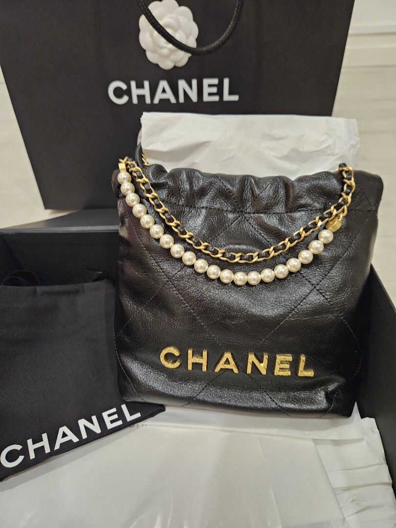 Chanel 22 Mini Pearl Black Bag Hobo 23S BNIB, Luxury, Bags & Wallets on  Carousell