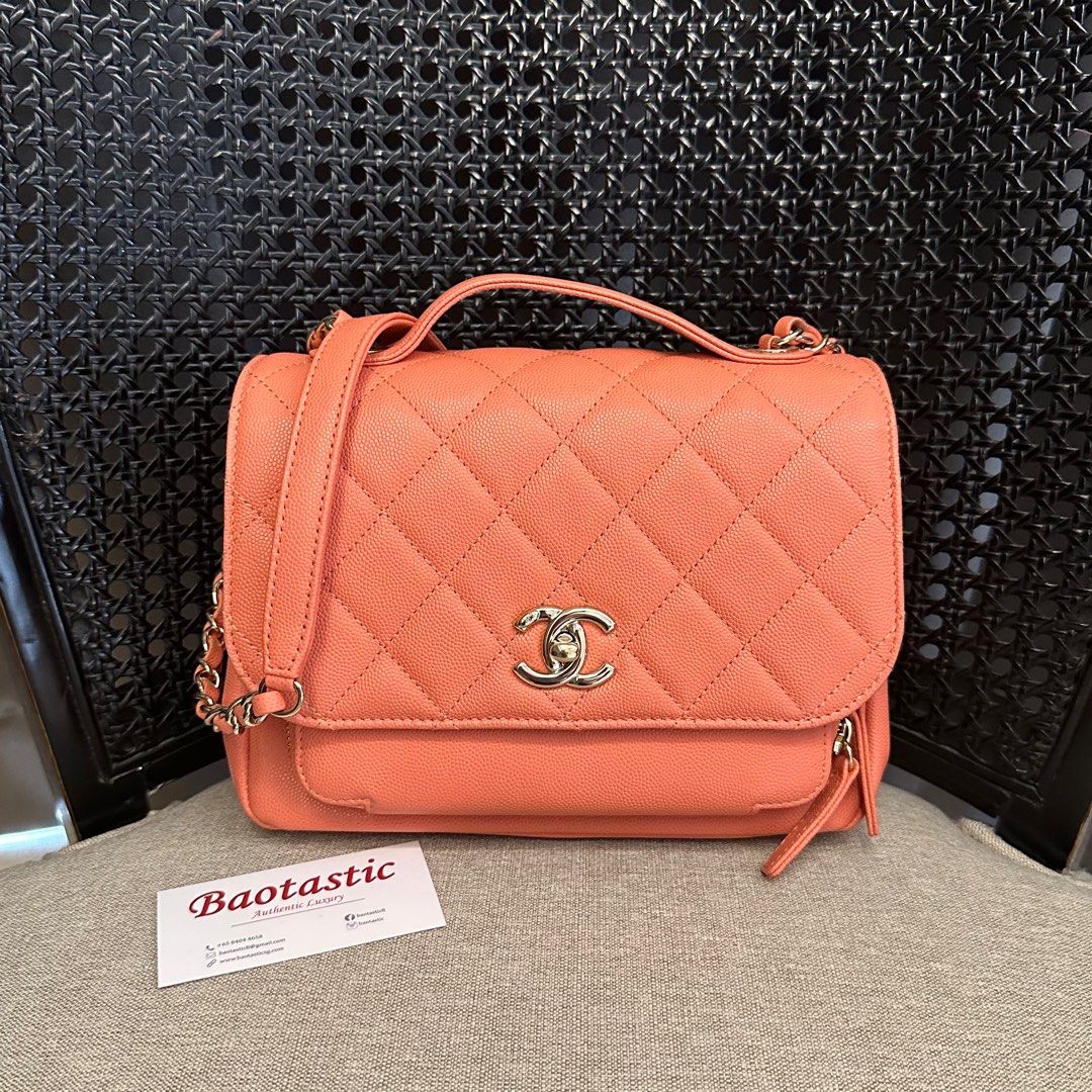 Chanel Business Affinity Flap Caviar Coral Pink LGHW, Luxury, Bags