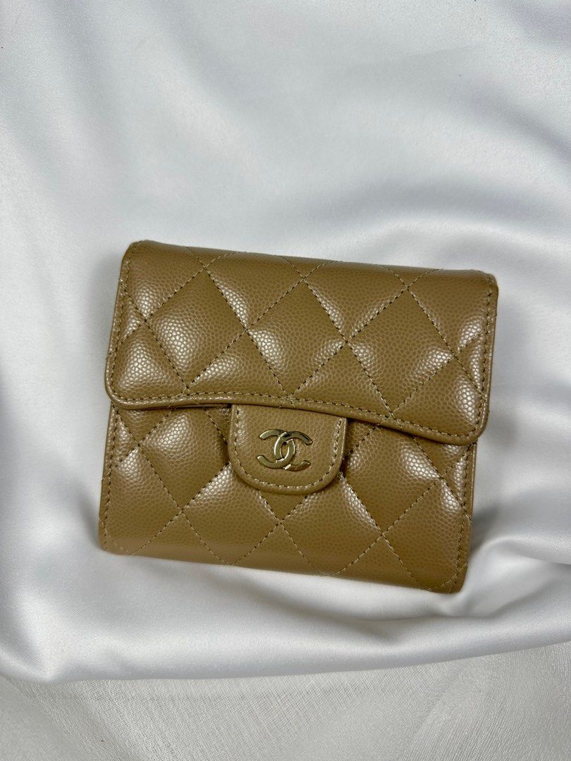 Chanel Dark Beige Caviar Trifold Short Wallet (LGHW), Luxury, Bags