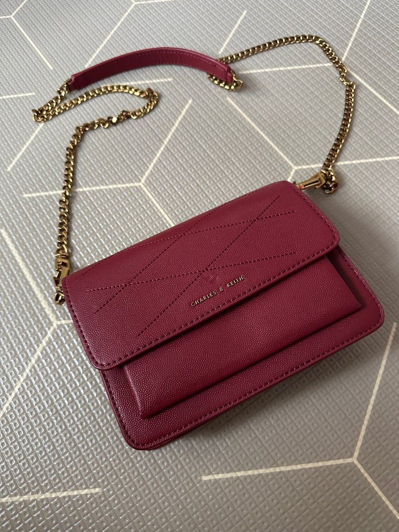 Charles and keith top stitch detail outlet crossbody bag