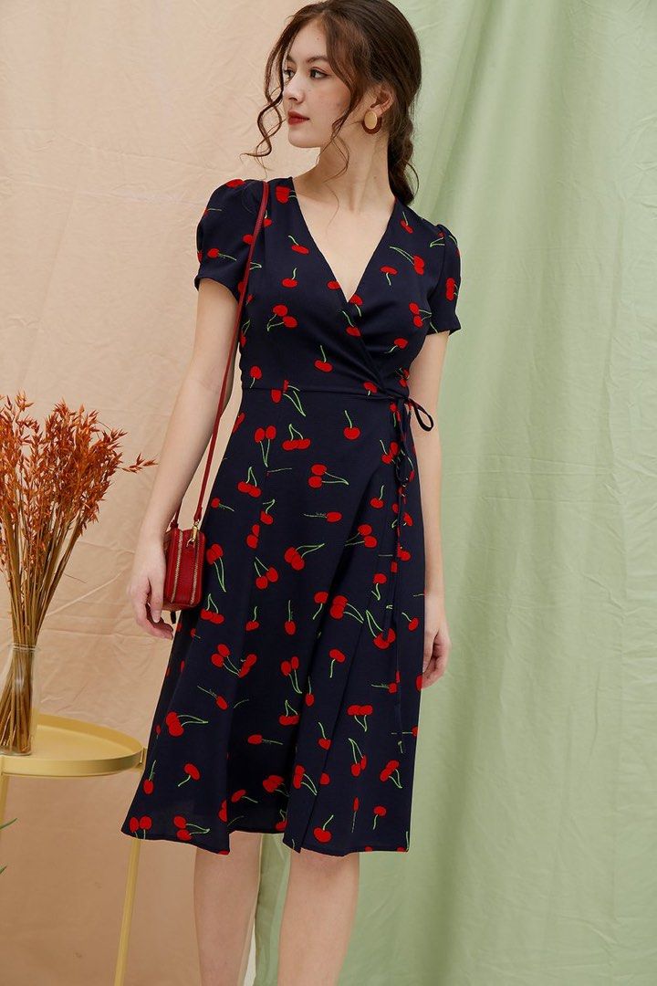 Cherry wrap dress Women s Fashion Dresses Sets Dresses on