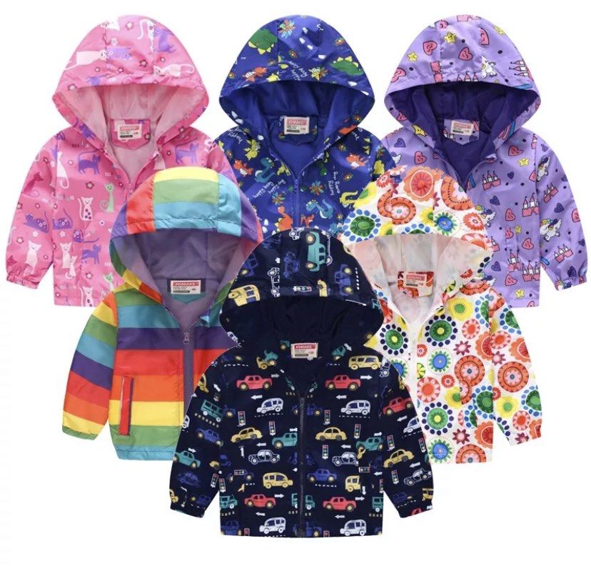 Children Kids Summer Printed Jacket Cartoon Thin Hooded Boy Girl