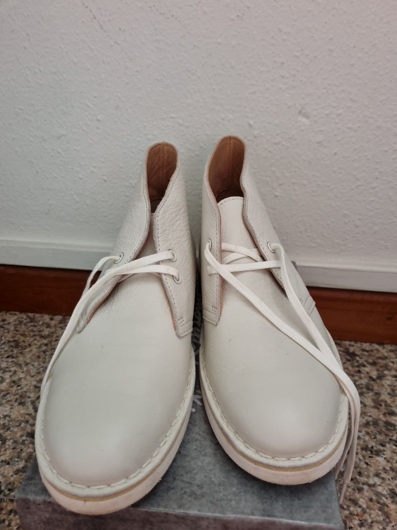 Clarks white desert boots