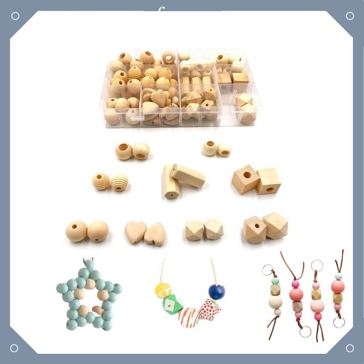 120pcs Unfinished Wood Beads DIY Crafts Supplies Half Wooden Beads
