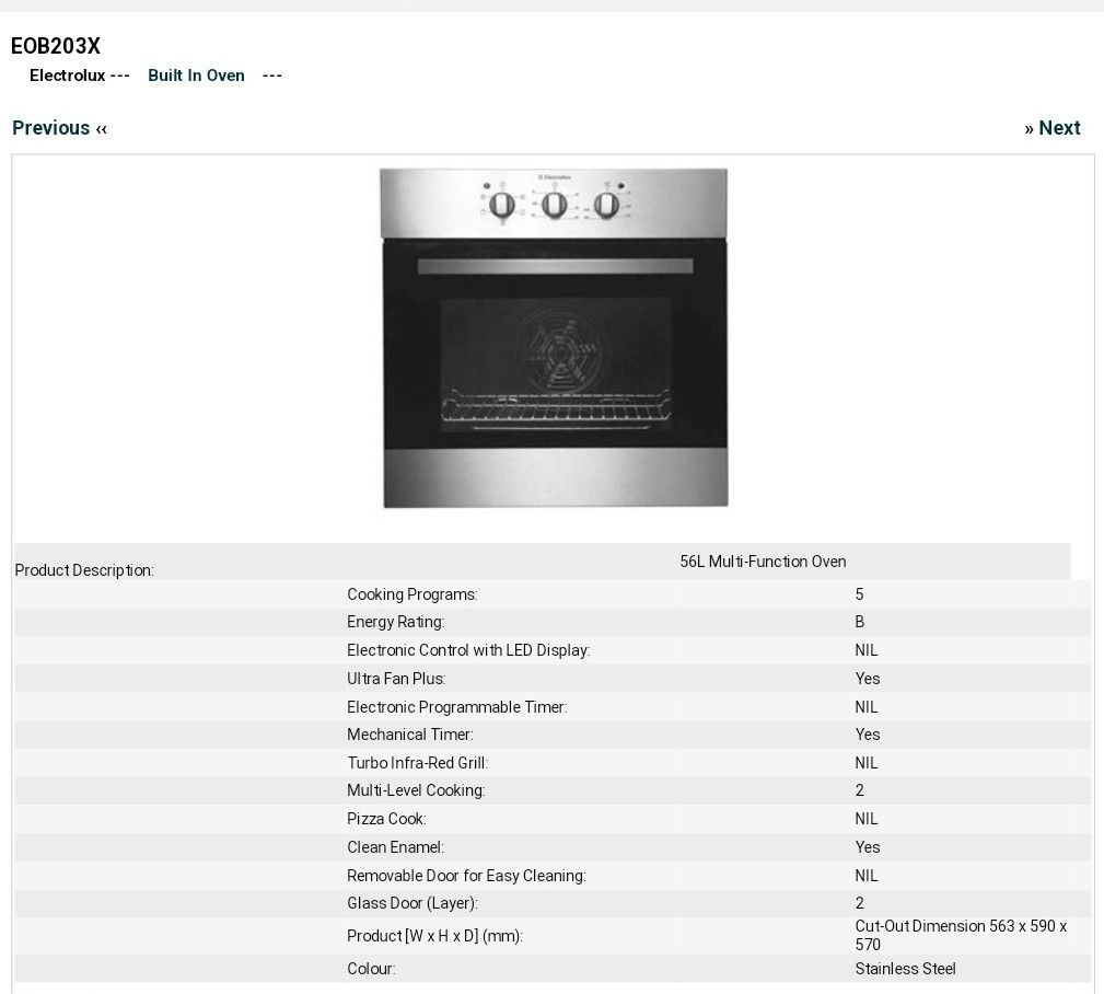 Electrolux Builtin Oven, TV & Home Appliances, Kitchen Appliances