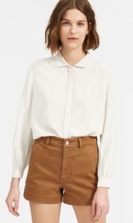 Everlane Shorts Cotton Twill - Brown and White