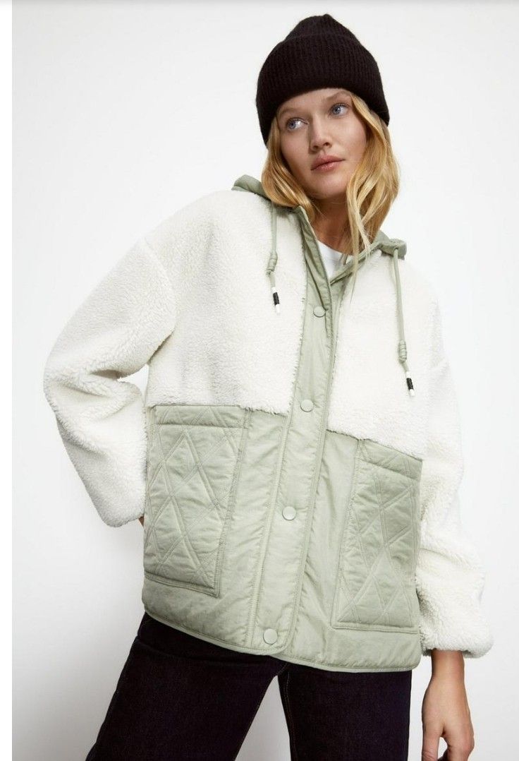 Free SF| ZARA Padded Faux Shearling Jacket, Women's Fashion, Coats, Jackets  and Outerwear on Carousell