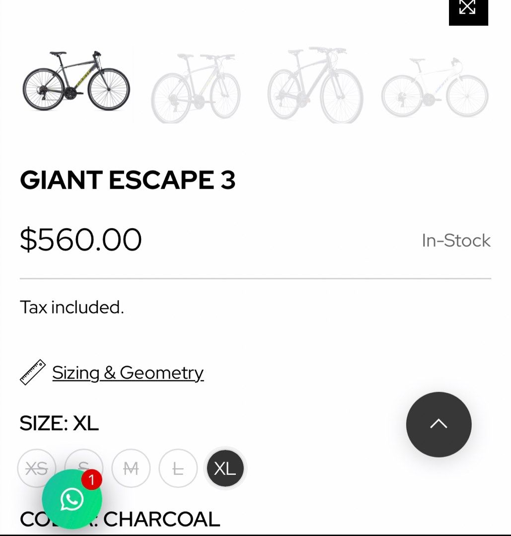 Giant escape deals 3 size chart