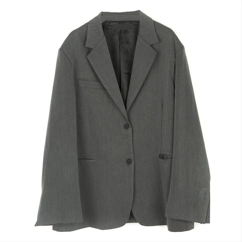 Grey Blazer (Category: Coats, Jackets and Outerwear) located in Singapore. Submitted by kaisoul (Listing ID 1229437726, Image 2). Description: Brand new! Size s but able to fit up to M/L Chest: 120cm Length:74cm Sleeve Length: 64cm.