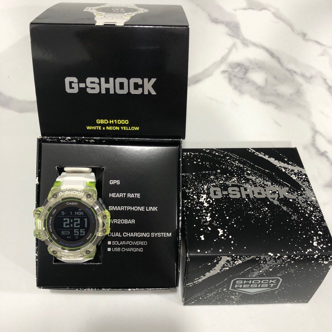 G-SHOCK GBD-H1000-7A9 (White x Neon Yellow), Men's Fashion