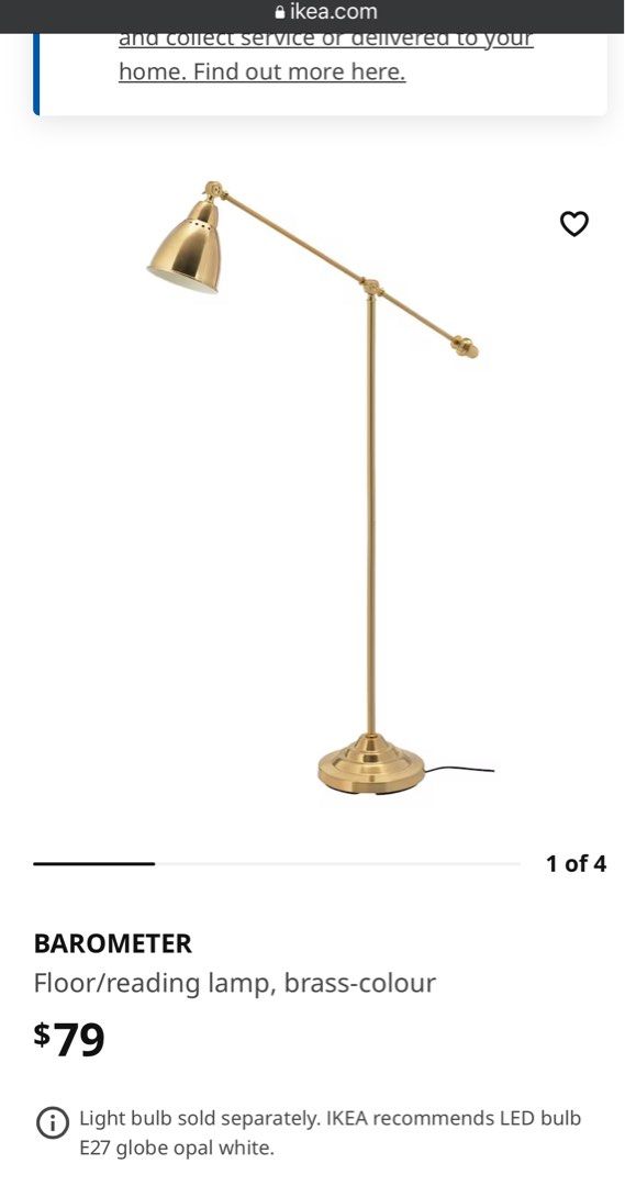 IKEA Barometer floor lamp including bulb, Furniture & Home Living