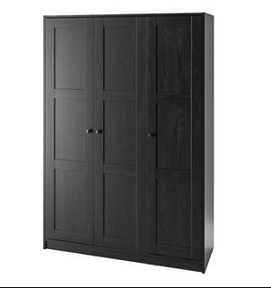 IKEA RAKKESTEAD Wardrobe with 3 Doors, Black-brown