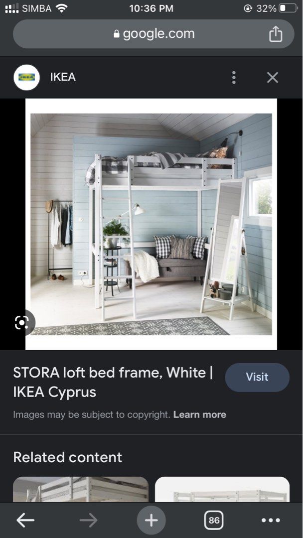 Ikea stora bed frame white loft, Furniture & Home Living, Furniture