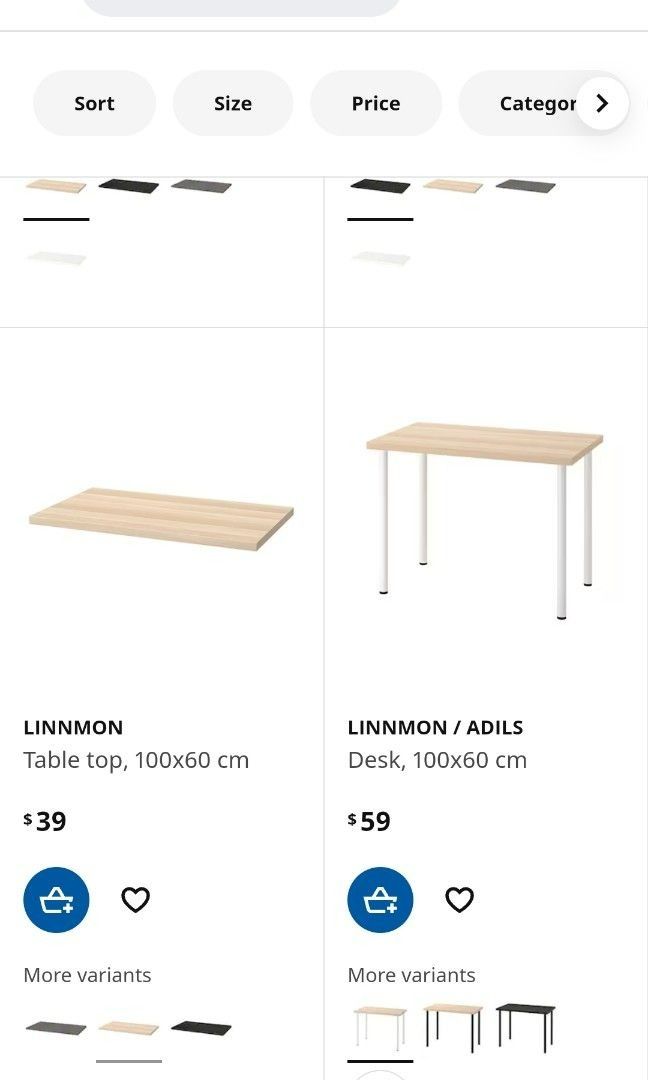 Linnmon table outlet top sizes