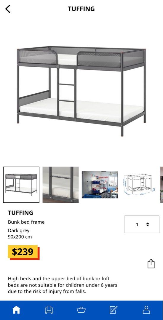Ikea Tuffing Bunk bed, Furniture & Home Living, Furniture, Bed Frames