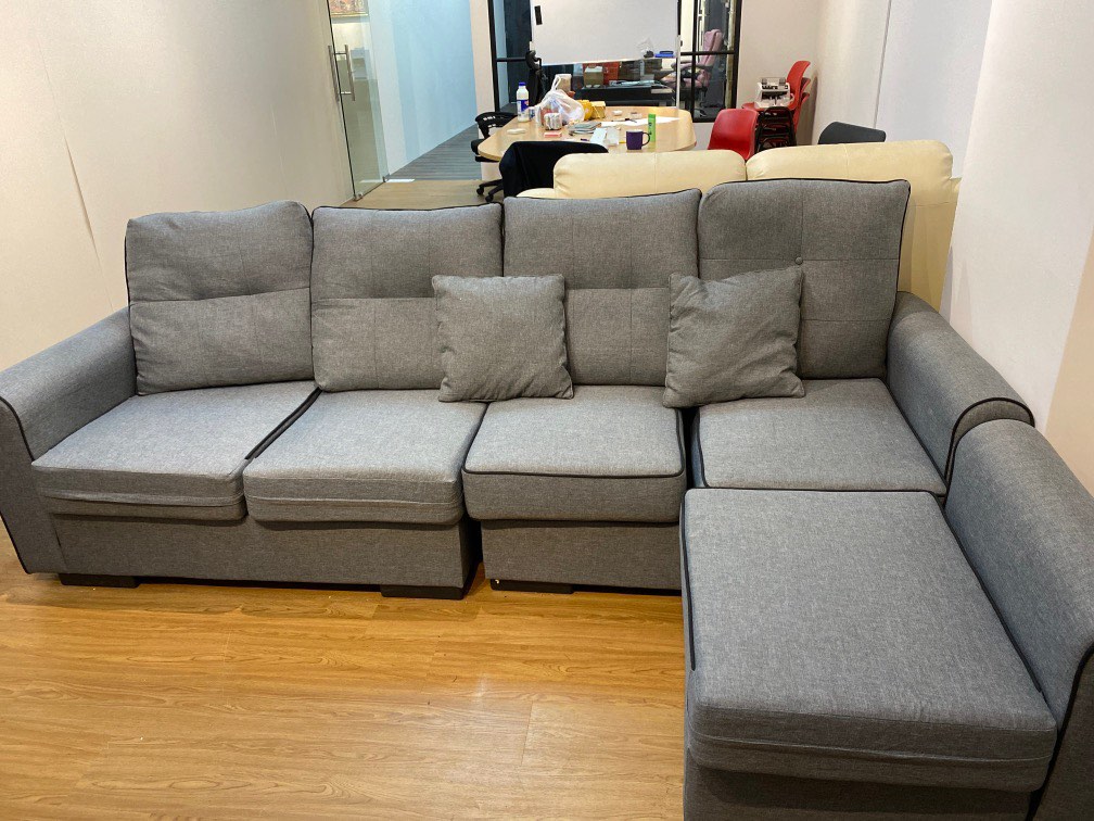 L shape grey sofa, Furniture & Home Living, Furniture, Sofas on Carousell