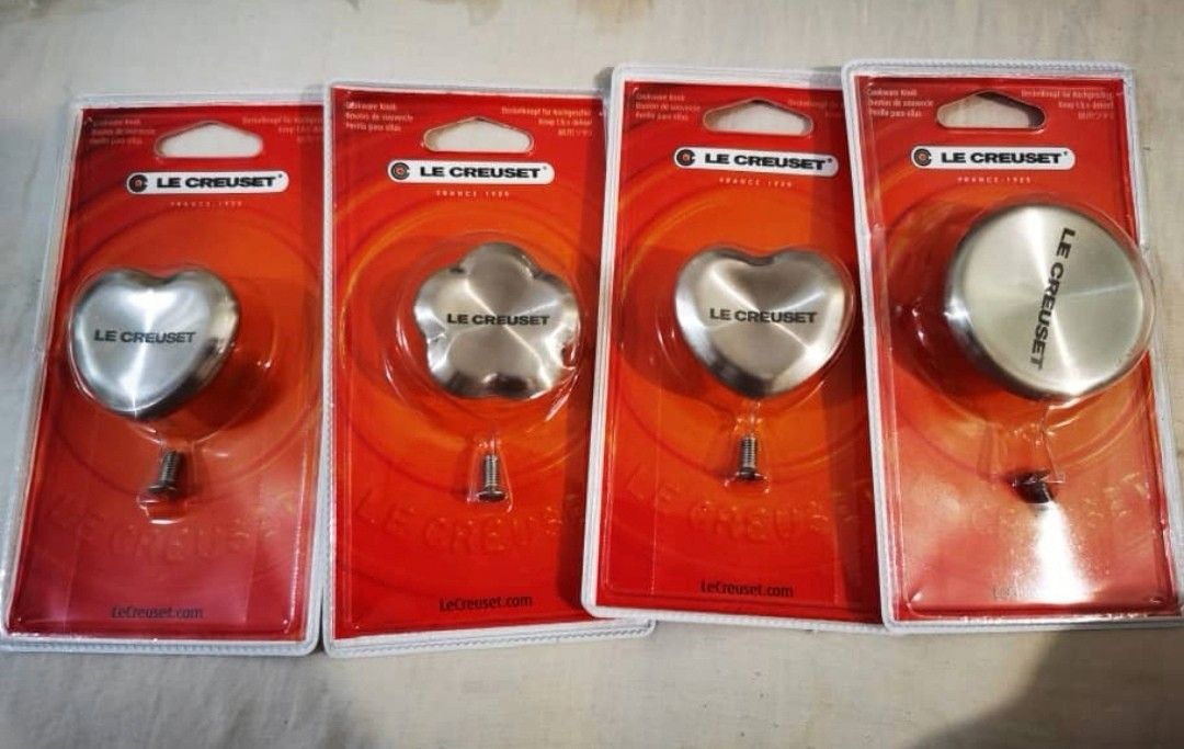 Le creuset knobs (Category: Other Kitchenware & Tableware) located in Kuala Lumpur. Submitted by hhmooi (Listing ID 1229350457, Image 1). Description: Le creuset cast iron pot knobs Beautify your pots with various designs Price starts from rm129 Price is for 1 piece Cod price.