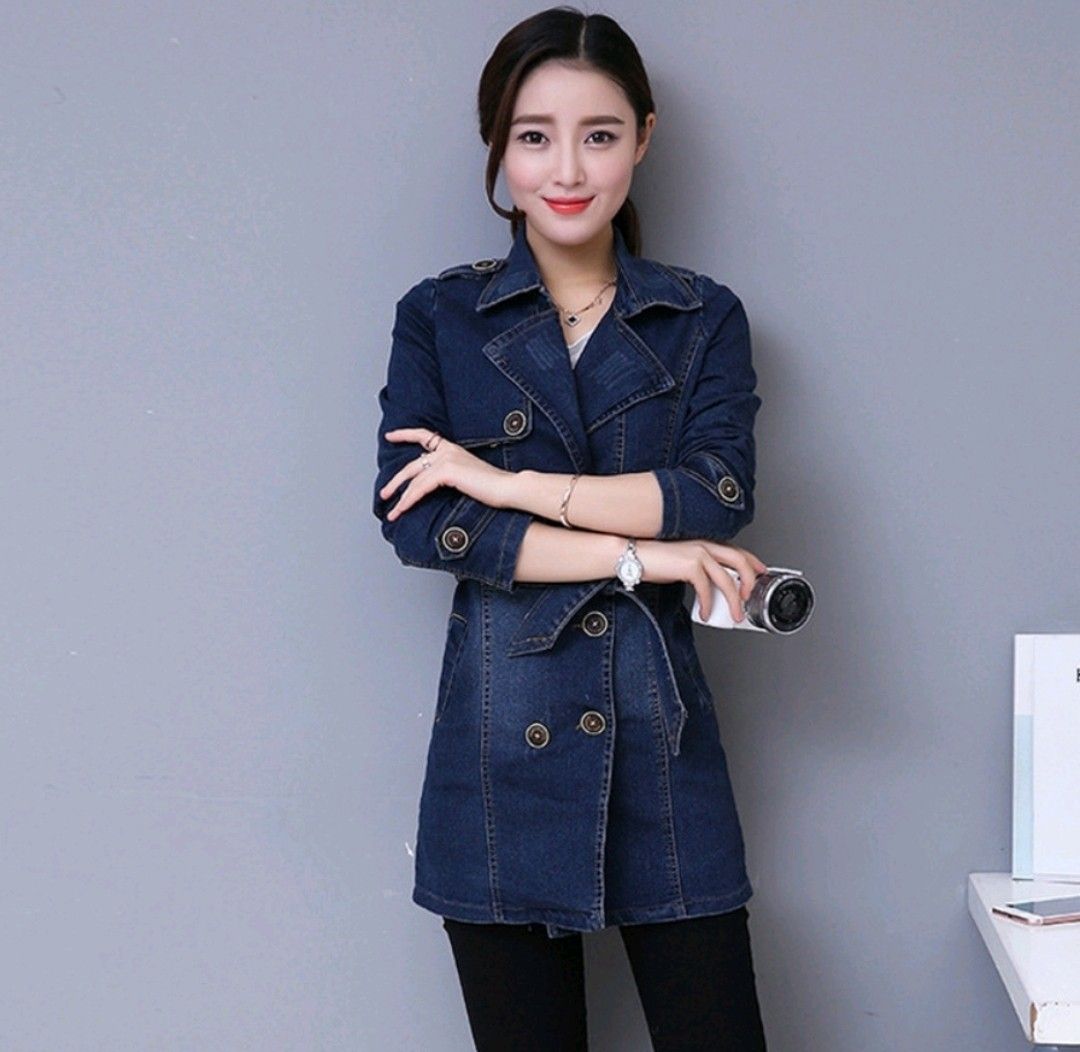 Girls long denim jacket best sale