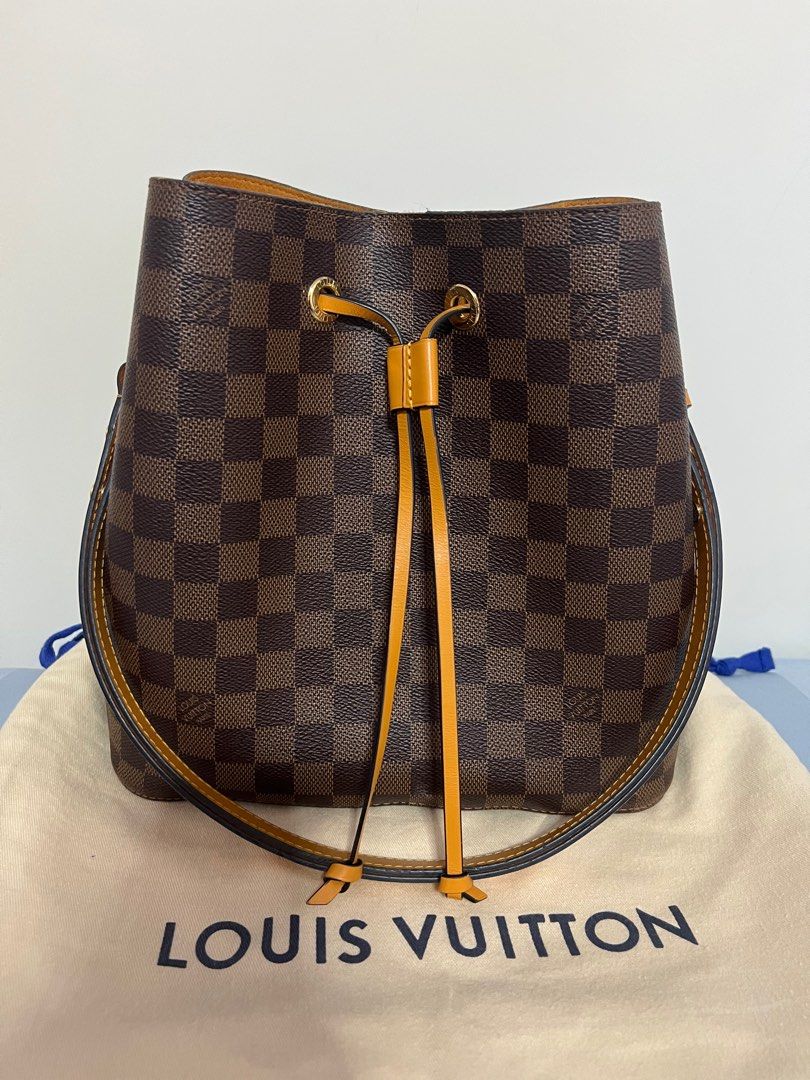 3D model Louis Vuitton Neonoe MM Bag Damier Ebene Saffron Yellow Leather VR  / AR / low-poly