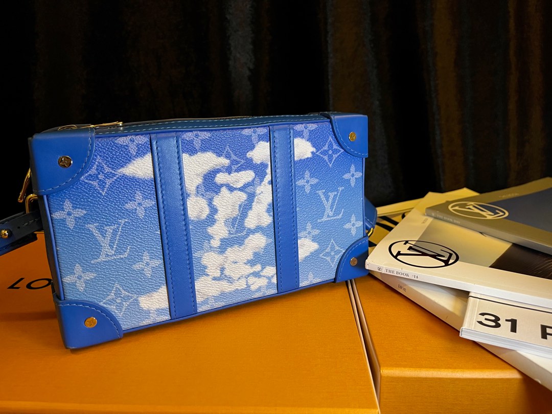 Louis Vuitton Virgil Abloh 2020 Blue Monogram Clouds Coated Canvas Soft Trunk Wallet Silver Hardware