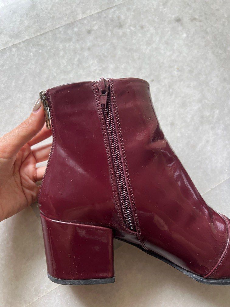 Maroon heeled boots best sale