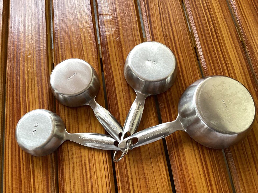 Measuring Cups - 1 Cup, 1/2 Cup, 1/3 Cup, 1/4 Cup (Category: Other Kitchenware & Tableware) located in Davao. Submitted by ferdipt (Listing ID 1229295093, Image 3). Description: Rust-Proof 18-10 Stainless China Pat No.US D486,745 Set of 4 .