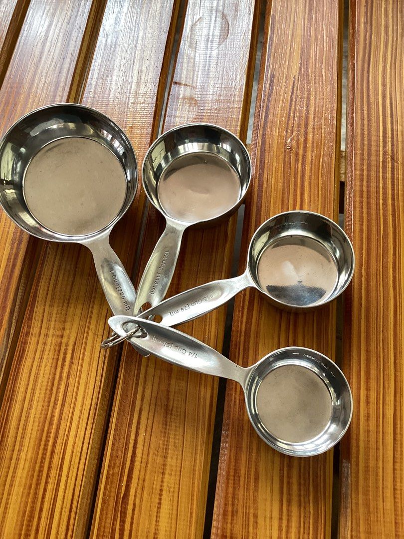 Measuring Cups - 1 Cup, 1/2 Cup, 1/3 Cup, 1/4 Cup (Category: Other Kitchenware & Tableware) located in Davao. Submitted by ferdipt (Listing ID 1229295093, Image 2). Description: Rust-Proof 18-10 Stainless China Pat No.US D486,745 Set of 4 .