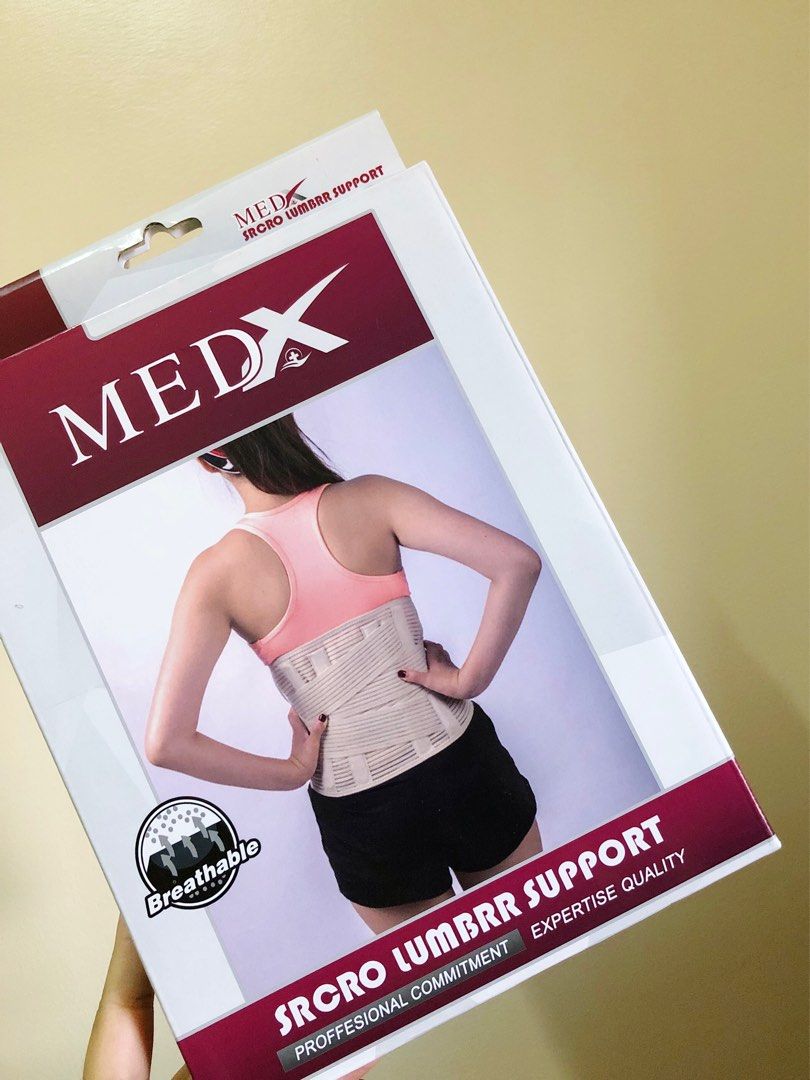 MEDX sacro lumbar support (Category: Braces, Support & Protection) located in Taguig. Submitted by bangbonita (Listing ID 1229401619, Image 1). Description: MEDX back support Used once Still comes with box Black, size M Original price: ₱2,350 RFS: wrong size.