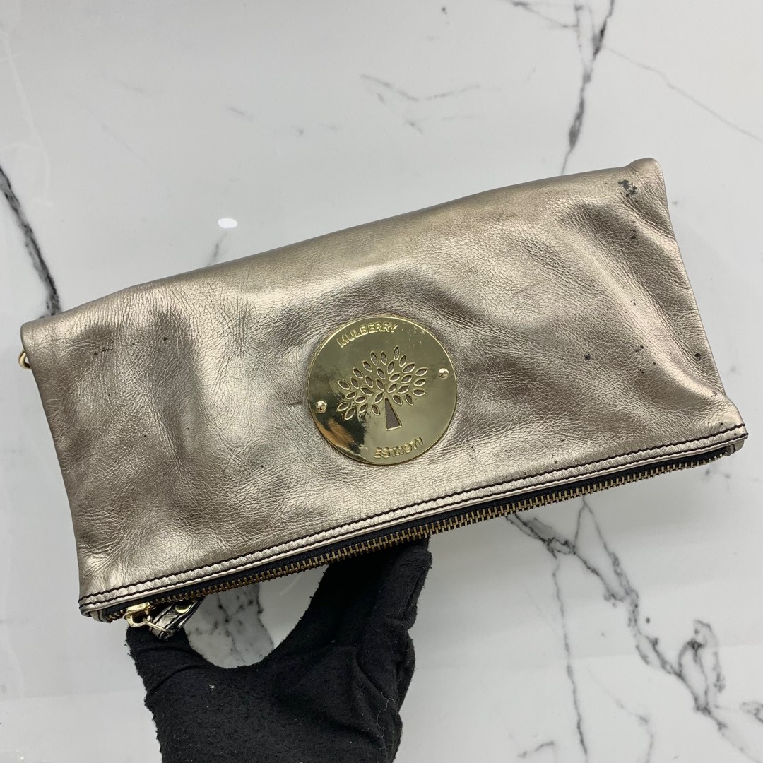 Gold mulberry clutch bag sale