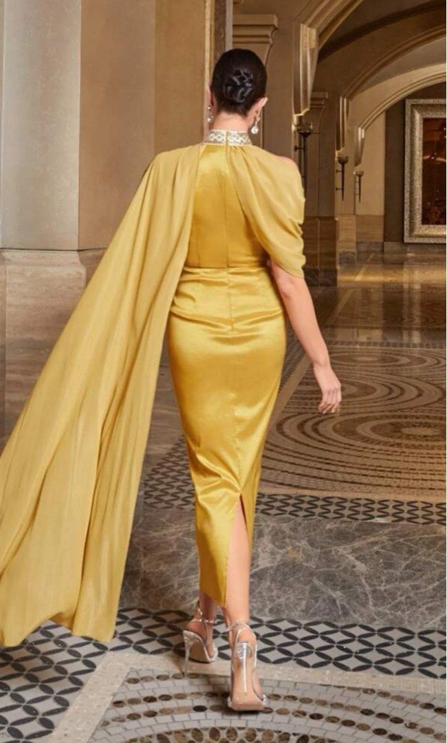 Mustard store cape dress