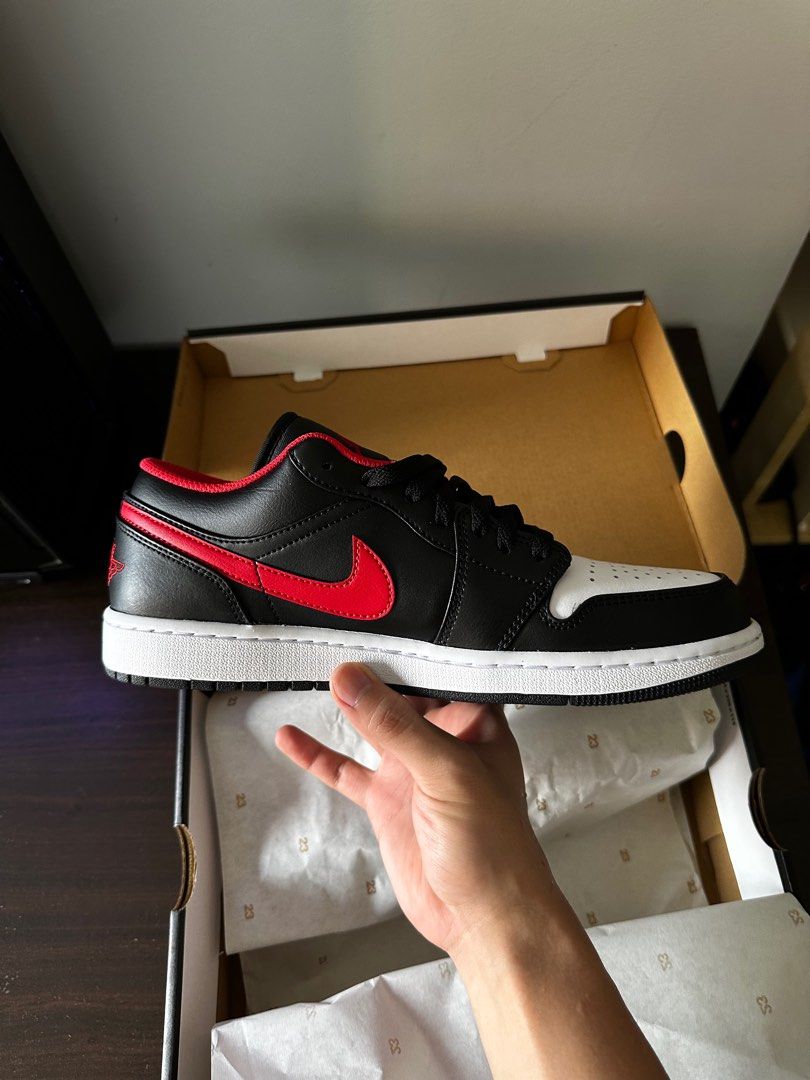 Nike Air Jordan 1 Low Black Red White Men s Fashion Footwear