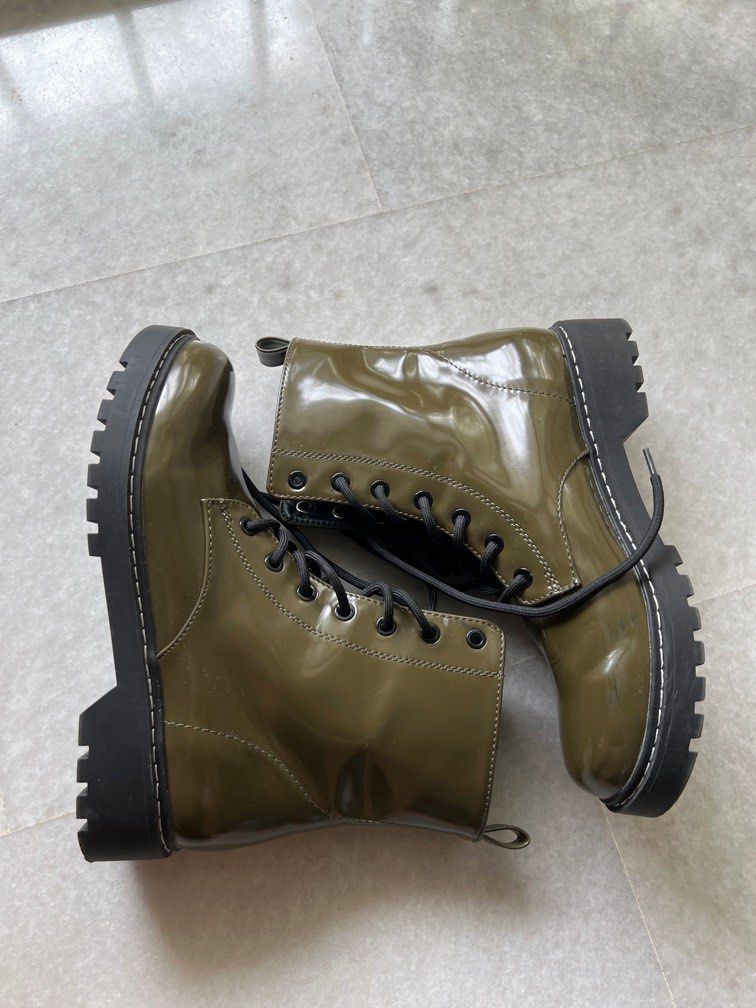 olive green combat boots