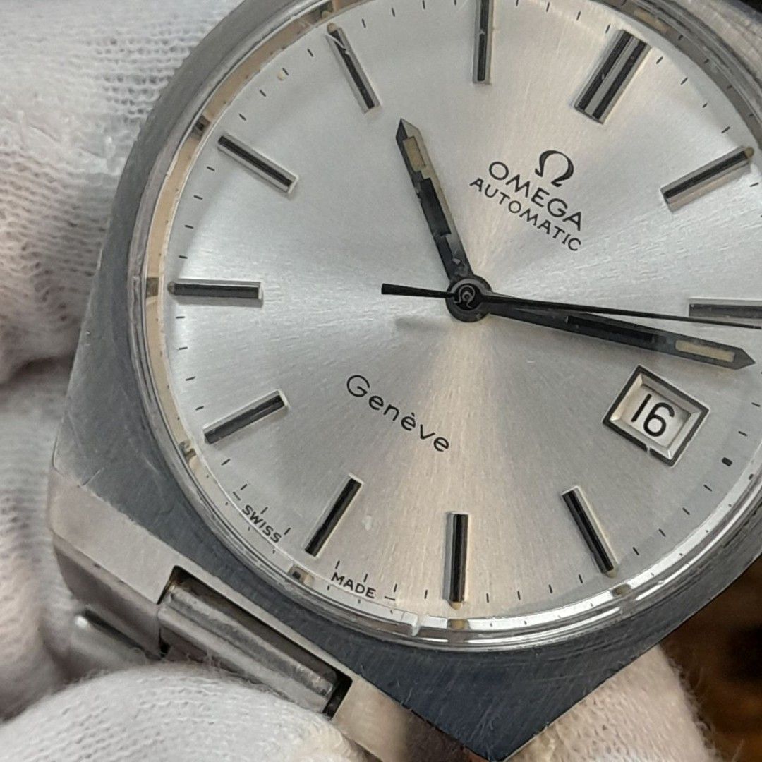 Omega Geneve SS AT 35mm Men Push date quickset ok Ori crown Ori