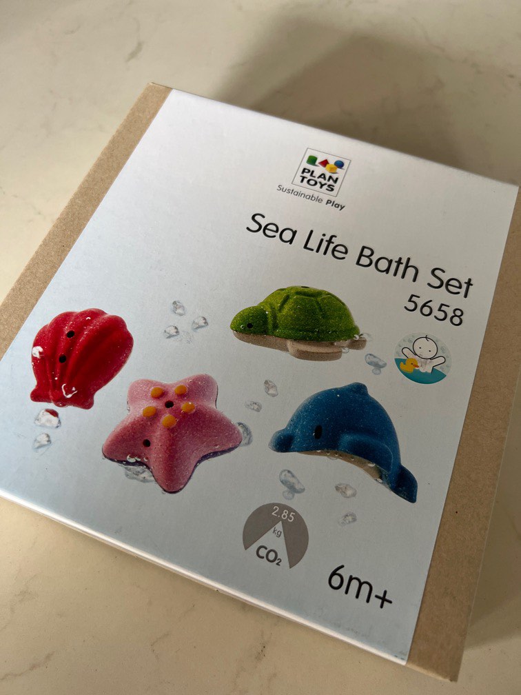 PlanToys Sustainable Play Sea Life Bath Set for 6m+, Babies & Kids