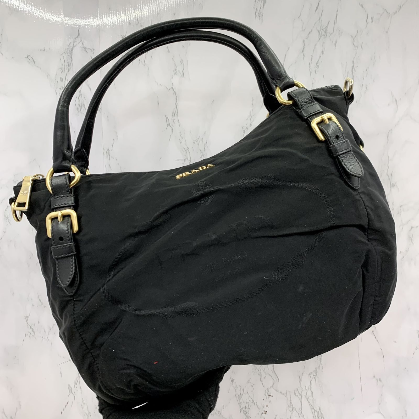 PRADA BR4303 BLACK NYLON JACQUARD WAY SHOULDER BAG 237011694 KM