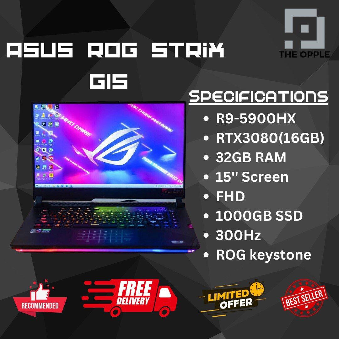 R9 5900HX RTX3080 ASUS ROG STRIX G15 GAMING LAPTOP 32GB RAM 300Hz EXTREME PERFORMACE warrant Trade Sell