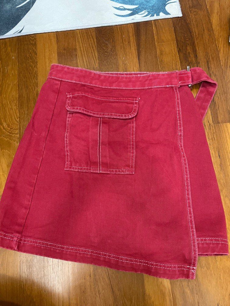red denim skirt, Women's Fashion, Bottoms, Skirts on Carousell