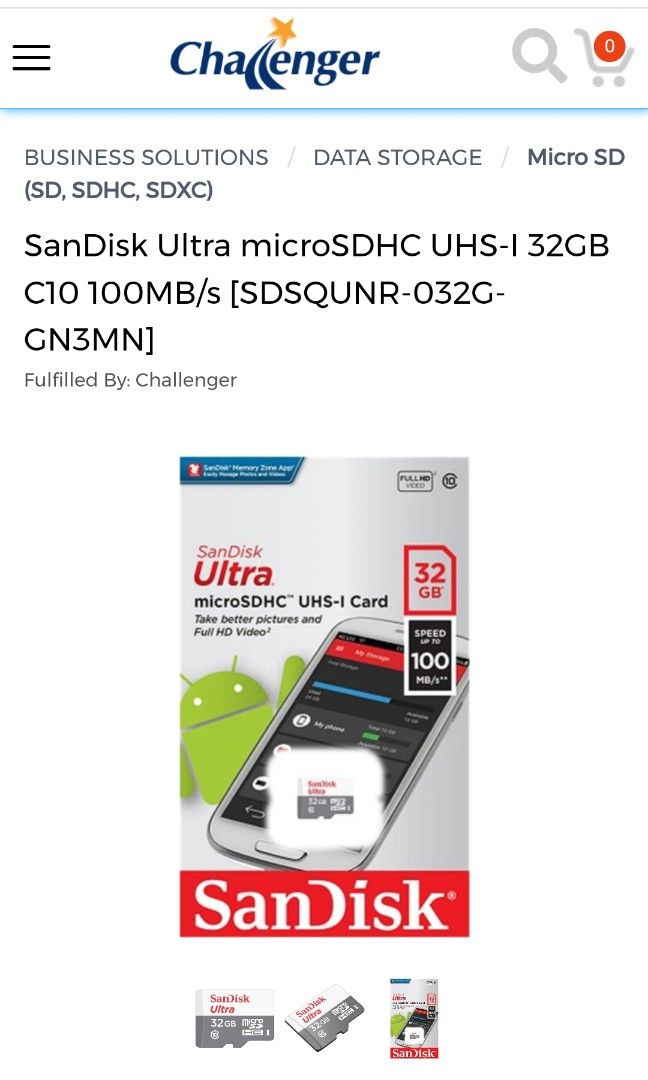 SanDisk Ultra Micro SD Card 32GB UHS-I SDHC Class 10 with 100mb/s Read  Speed | Model - SDSQUNR-032G-GN3MN