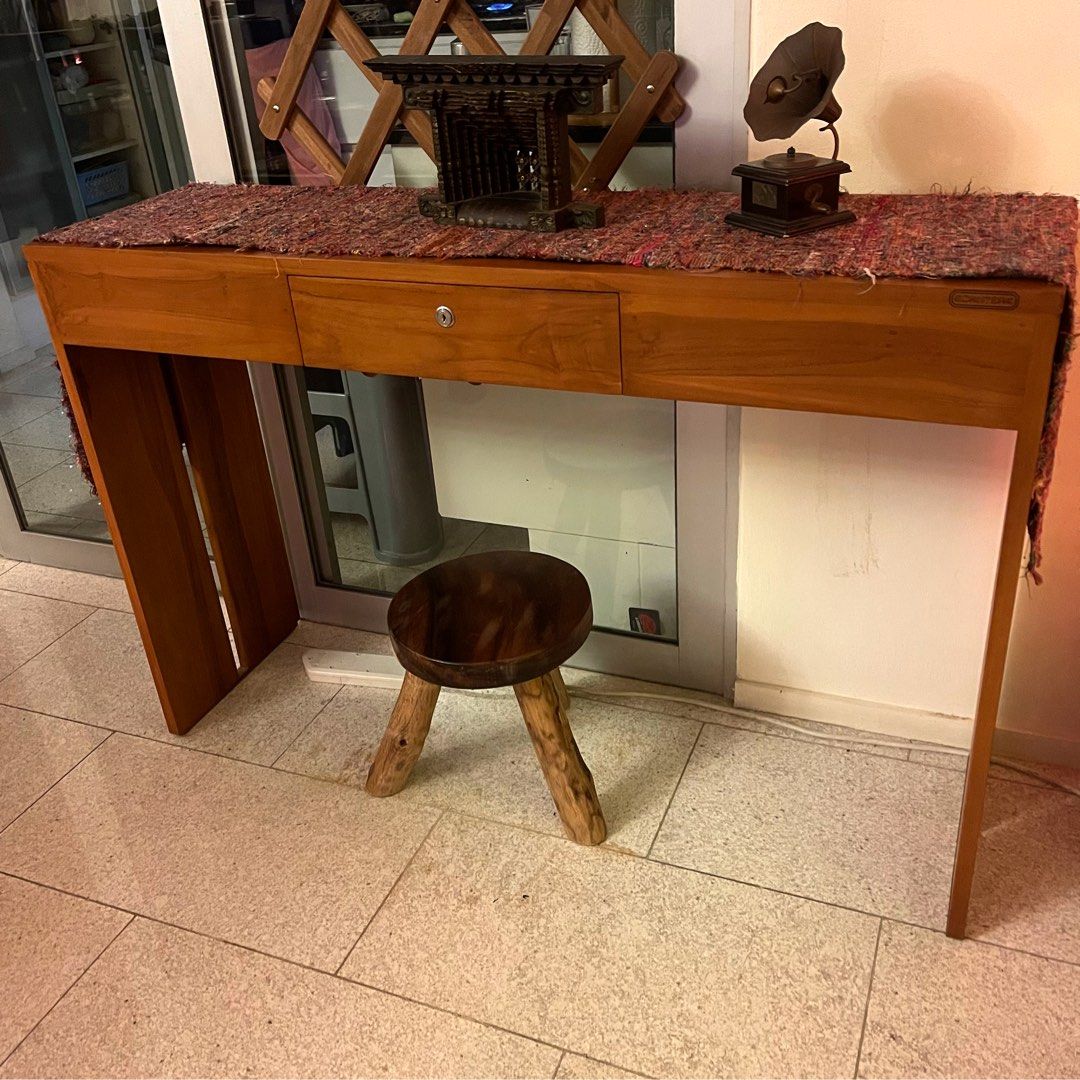 Scanteak Kack Console Table Solid Teak with Lockable Drawer