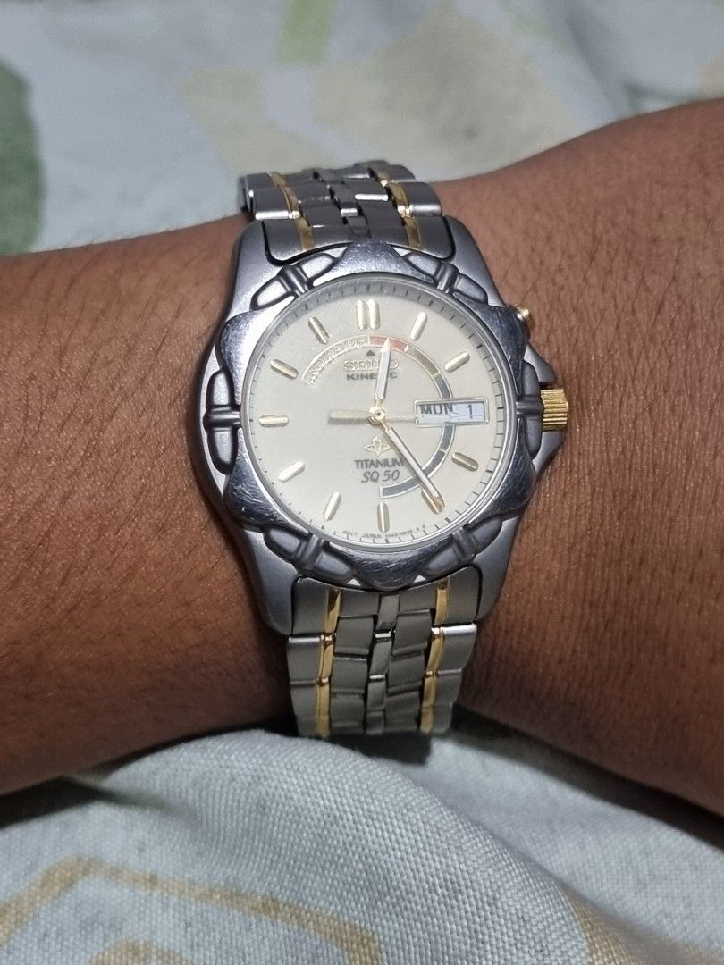 fokus øjenvipper kryds seiko kinetic watch SQ 50, Luxury, Watches on Carousell