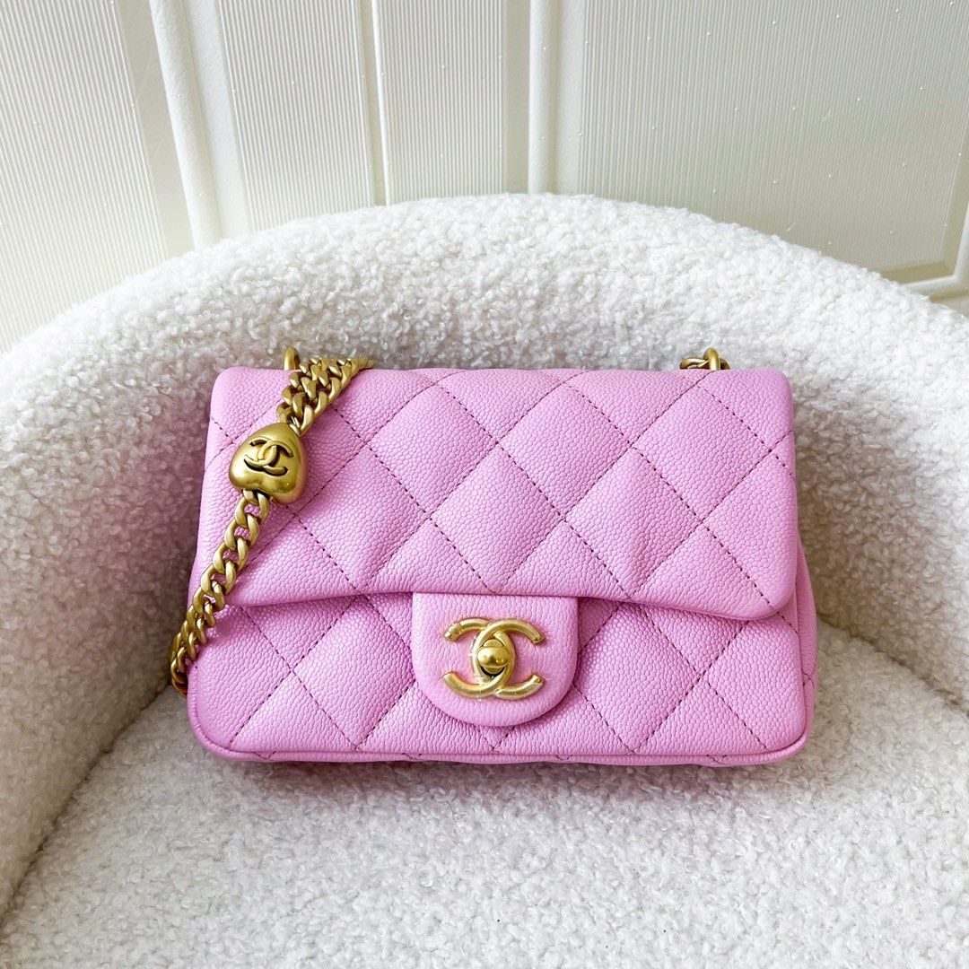 ✖️SOLD✖️ Chanel 23P Heart Adjustable Chain Mini 19cm Flap Bag in Pink  Caviar AGHW