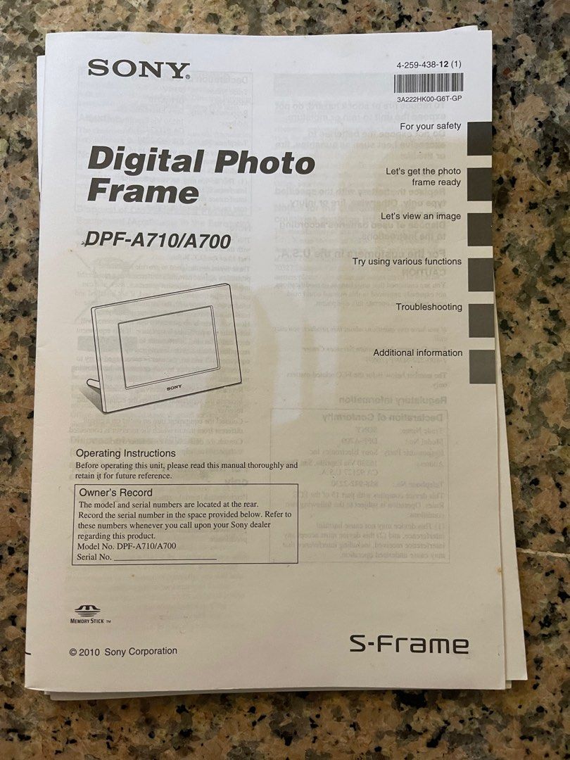 Sony DPF A710 digital frame, Furniture & Home Living, Home Decor