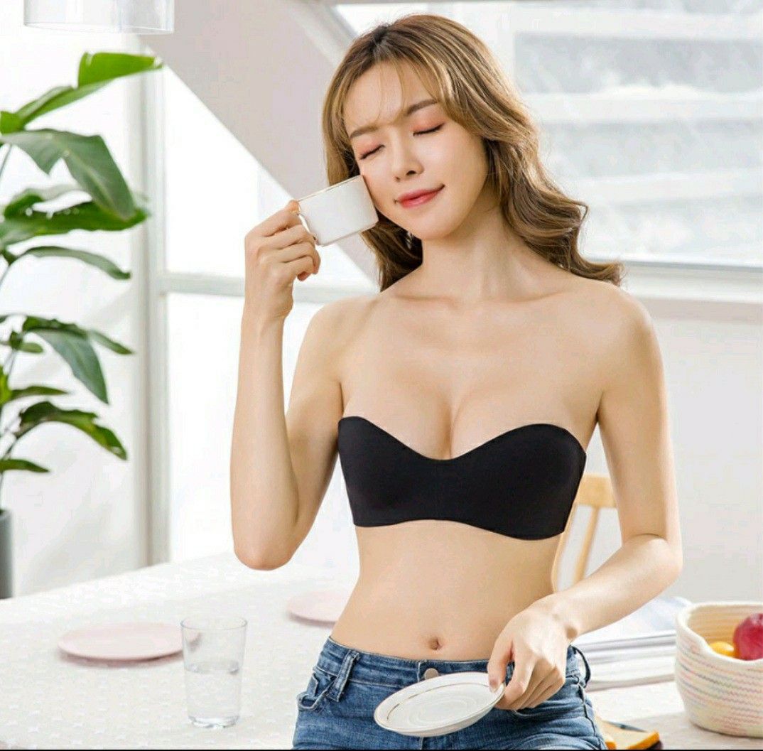 Strapless Bra Moulded Black Wireless Modal Support 36 A/B Cup