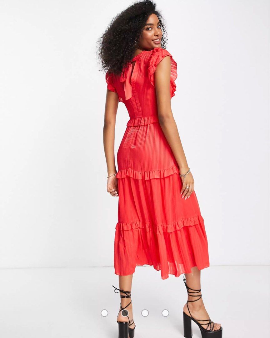 Authentic Ted Baker Tiliana Tiered Midi Dress in Red Women s