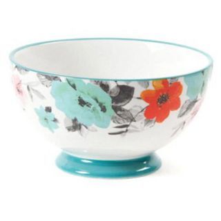 The Pioneer Woman Flea Market Floral and Teal 6 in. Footed Bowls